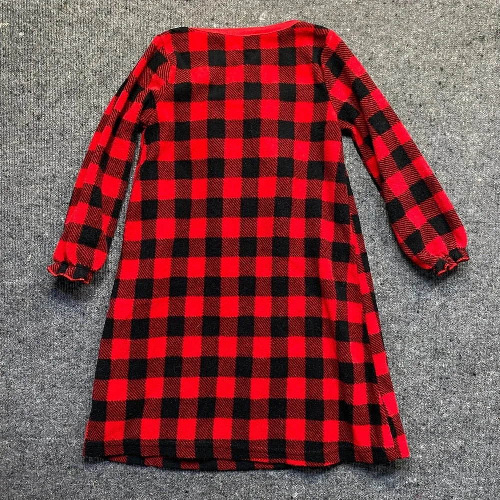 Carters Toddler Girls Red Black Plaid Fleece Holiday Night Gown Pajama 3T